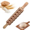 Embossed Rolling Pin with Cute Squirrel Pattern, Wooden Pastry Roller