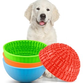 Patelai 4 Pcs Dog Lick Bowl Wobble Silicone Dog Slow Feeder Bowl Lick Mat Interactive Dog Licking Toy Enrichment Feeder for Dogs Cat Pet Oral Health for Boredom Anxiety Relief, Calming, 4 Colors