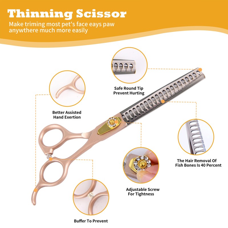 7 Inch Professional Dog Grooming Scissors Kit, 6-in-1 Grooming Scissors