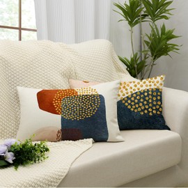 YCOLL A080 Cushion Cover, 40 x 60 cm, Set of 4, Decorative Linen Cushion Covers, Modern Sofa Cushion, Boho Cushion Covers, Abstract Pattern Cushion Covers for Sofa, Bedroom, Couch, Outdoor Cushion, 40