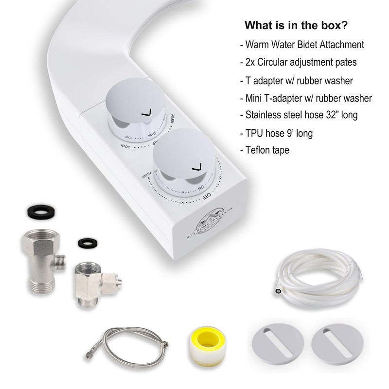 BIDETbidet Left/Right Reversible WARM WATER Ultra-Slim Bidet Attachment with Temperature