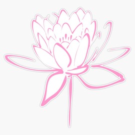 Evan Decals Lotus Flower Calligraphy (Pink) Sticker Vinyl Bumper Sticker Decal Waterproof 5 inches EVAN-YOGA-STICKERS-318