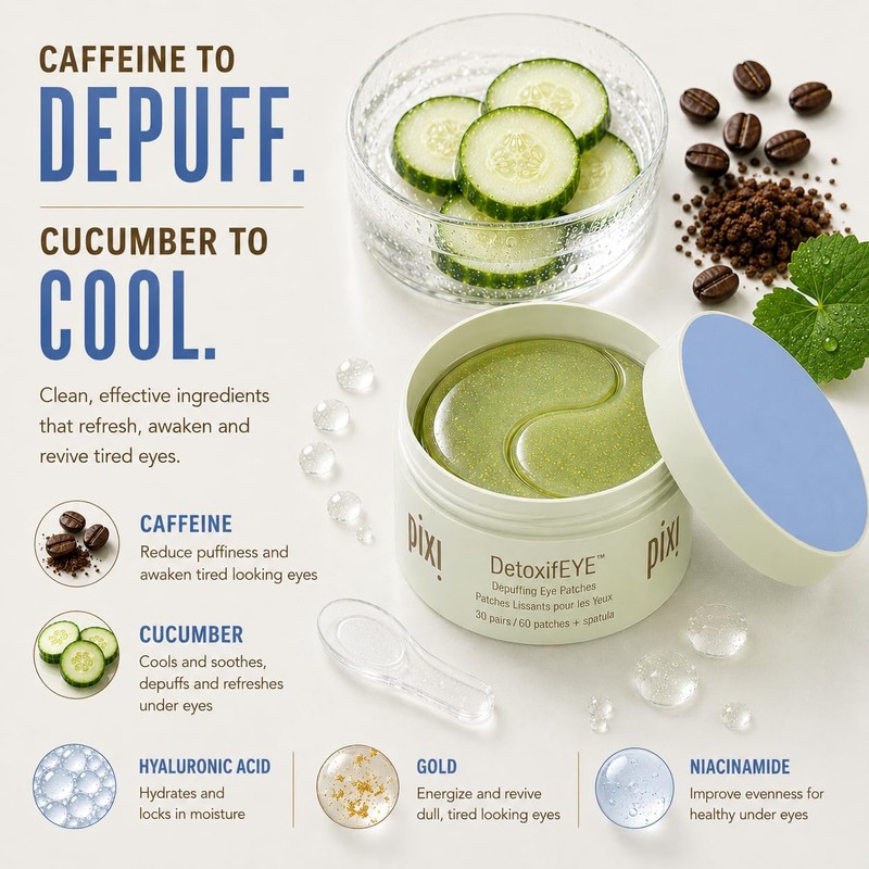 Pixi DetoxifEYE - Parches para ojos (60 unidades)