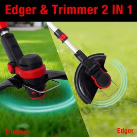 21V 8" 2-in-1 Cordless String Trimmer & Lawn Edger with Auto Line Feed, Includes 2X 2.0Ah Batteries, 4 Spools, Fast Charger, for Lawn, Garden & Yard