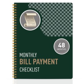 Monthly Bill Payment Checklist - Bill Tracker Notebook & Budget Planner, Bill Organizer and Expense Tracker for Personal Financial Budgeting, 8" x 10", Green