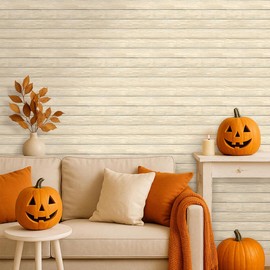 COMSTICKC Peel and Stick Faux Wood Wall Sticker Wall Panels, 10 Pcs of 12" x 12", Ultra-Light Thin PVC 3D Fake Wood Shiplap Self-Adhesive Wall Covering Wallpaper for Interior Farmhouse Decor, Yellow