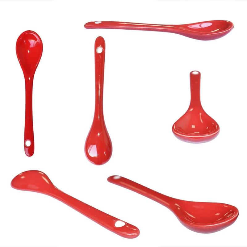Pirhosigma 8 Color Porcelain Egg Spoons Ceramic Spoons 5 inch