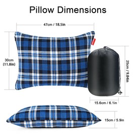 RISEPRO Outdoor Camping Pillow Lightweight, Compressible, Flannel Travel Pillow Cases, Washable Removable Pillow Cover Camping and Backpacking Blue