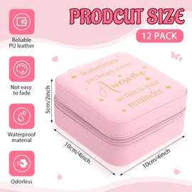 Kenning 12 Pack Retirement Gifts for Women White Travel Jewelry Boxes Happy Retirement Gifts Small Jewelry Case Organizer for Women Teacher Nurse Coworker(Pink,Reminder)