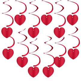 OFFCUP Pack of 12 Love Swirl Decoration Party Streamers Hanging Swirls Valentine's Day Spiral Garland Ceiling Hanger Spirals Party Decoration for Birthday Wedding Anniversary New Year's Eve or Party