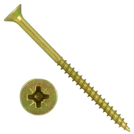 TERF® Multi Purpose Screws 6.0 X 90mm Pozi Flat Double Countersunk Zinc Yellow Screws For PVCu Wooden Timber Chipboard MDF and other similar types Screw Size 6.0 X 90mm - Pack of 25
