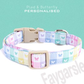 Faygarsle Pastel Butterfly Print Dog Collar, Adjustable with Quick-Release Buckle, Lightweight Summer Design for Small Medium Large Dogs Colorful S