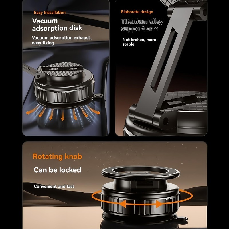 Magnetic Suction Phone Holder,2025 Upgraded Vacuum Strong Suction Car Phone