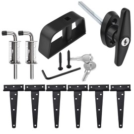 Shed Door Hardware Kit- Includes Hinges, Latches, and T-Handle Lock, Door and Window Hinge Set for Shed, Gate, Barn, Playhouse, Chicken Coop and More