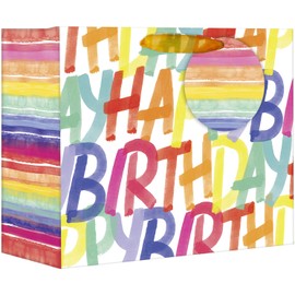 JILLSON & ROBERTS 6-Count Small 7.5" x 6" x 3" Birthday Gift Bags, Rainbow Birthday