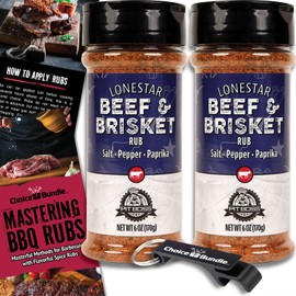 Pit Boss Lonestar Beef & Brisket - Texas Style Premium BBQ Barbecue Mixed Seasoning Spice & Rub 2 pk Choice Bundle (12 oz) + Guide & Bottle Opener (4 Items)!