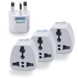 Paquete de 3 Adaptador de Enchufe UK, Adaptador de Viaje UK, Cargador Conector Tipo G para Londres, Hong Kong, Dubai y Otros Países del Mundo, Incluye Fusible 13A, Ideal para Portátiles, Cámara