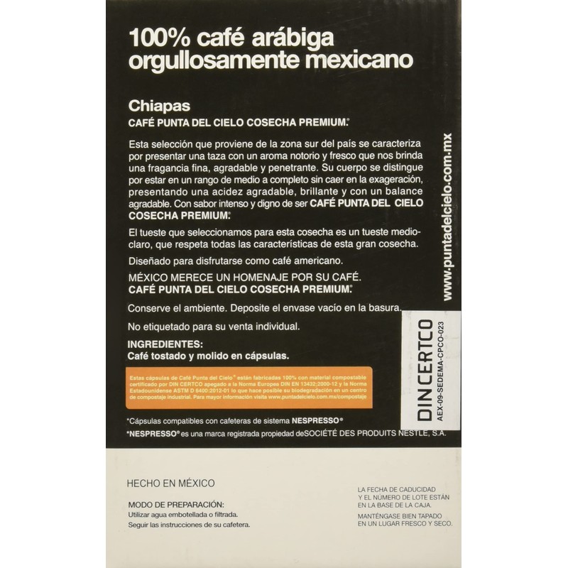 Café Punta del Cielo, Cápsulas Para Preparar Café Express Lungo