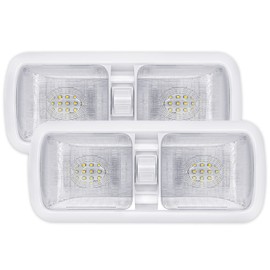 Miady 12V RV Led Interior Lights 750 Lumens, 12 Volt LED Ceiling Double Dome Light with Switch for Car/Trailer/Camper/Boat, Natural White 4000-4500K, 60X2835SMD, Pack of 2