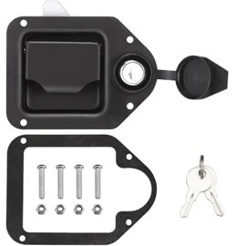 LOCLINK Paddle Latch Truck Tool Box Lock Replacement, Standard Flush Mount Black Latch, Handle Lock for Truck Box, Trailer Door Latch RV Camper Electrical Cabinet, 4.4" L x 3.3" W with 2 Keys