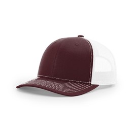 Joe's USA Richardson 112 Adjustable Trucker Cap - Premium Snapback Caps-OSFM - 1 Pack - Maroon/White
