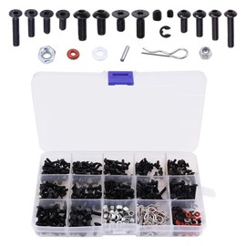 GIONAR 500 Piece Universal RC Screw Set for RC Cars Trucks Crawler, M3 M4 Allen Screws Nuts Shell Buckles, Includes Magnetic Screw Tray for Easy, RC Repair Tool Kit