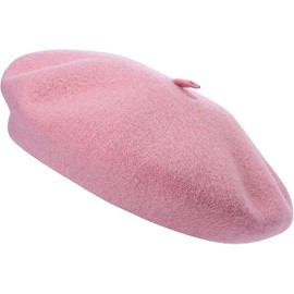 reshmena® Womens Classic French Beret Hat, Red Wool, Traditional Style Beret Hat Women Wool Solid Color French Style - Vintage Women's Berets for Ladies UK Artist Hat Beret Pink