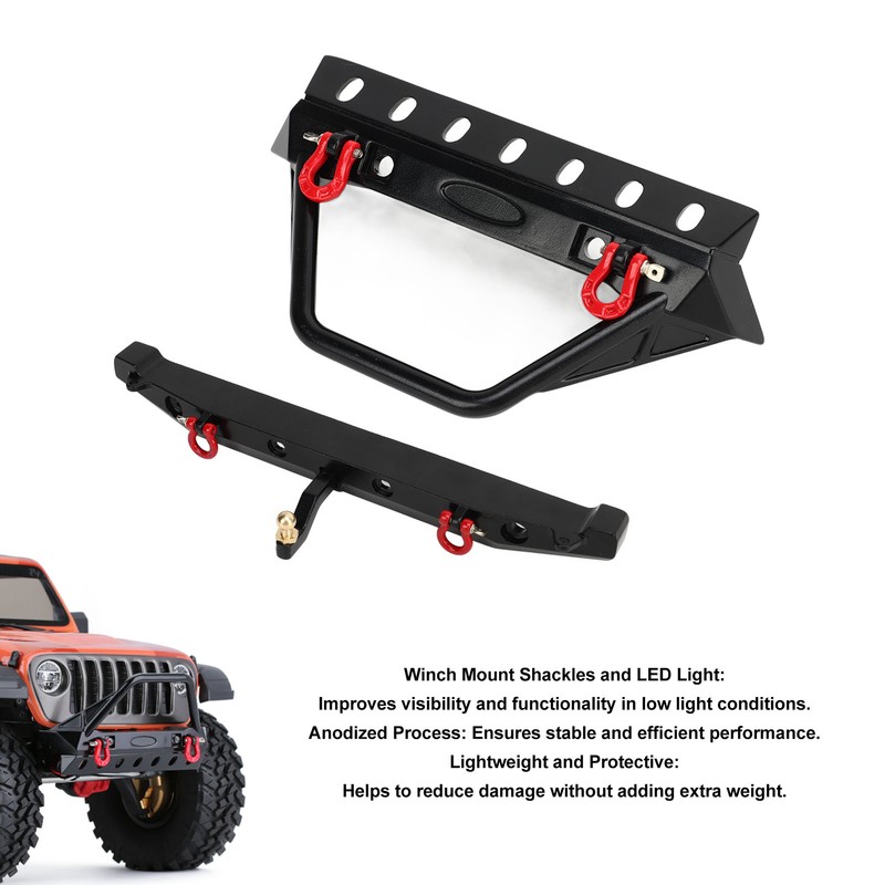 RC Crawler Bumper Black Front and Rear Bumper with Winch