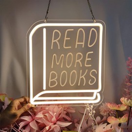 Read More Books Neon Sign Pencil Neon Light Student LED Neon Light Colorful Neon Light Up Sign Suitable for Classroom Bookstore Library Museum Study Room,(11.8"*10.7")