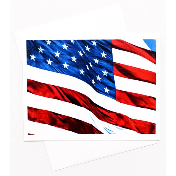 American Flag Photography Textured Note Cards with Matching Envelopes 8 Boxed Set (4.25"x 5.50") Blank Inside Made in USA Veteran Day, Politician, Memorial, Patriotism, Independence Day, Flag Day, Military, Graduation Day, July 4th, Farewell, Invitations