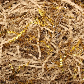 YACEYACE Gold Crinkle Cut Paper Filler Bulk, 4oz Paper Shred Filler for Gift Boxes and Gift Wrap, Filler Crinkle for Birthday, Party, other occasions