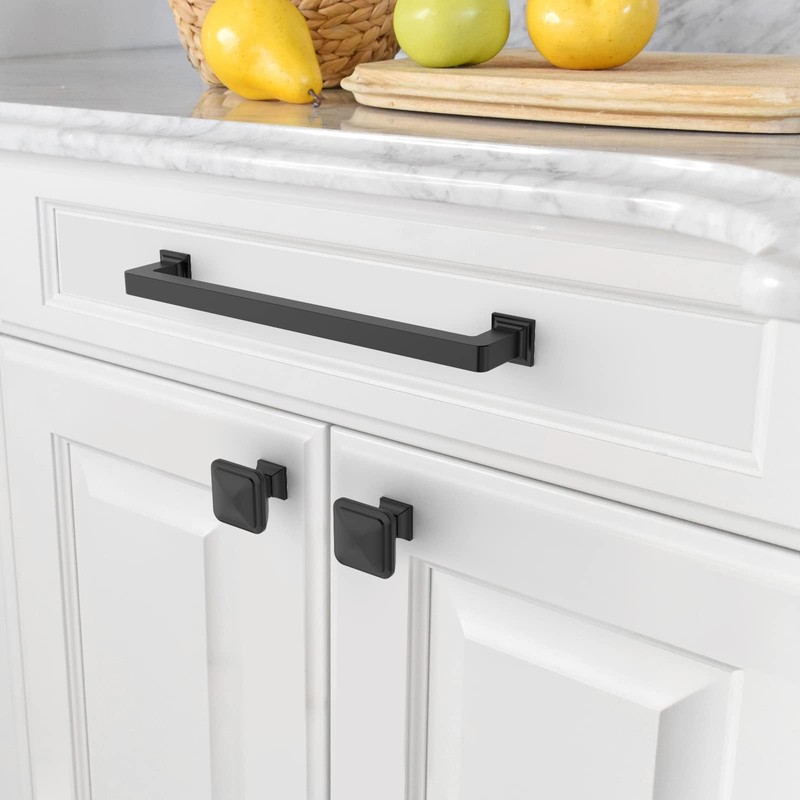Amerdeco 6 Pack Matte Black Cabinet Pulls 12.6Inch(320MM) Hole Centers
