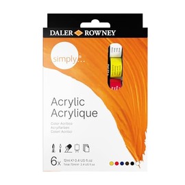 Daler-Rowney Simply... Acrylic Paint Set, Assorted Colors, 6 Piece, 12ml