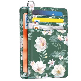 Coco Rossi Slim Front Pocket Wallet RFID ID Card Holder Cute Small Wallet with Keychian for Women, Alpine Green