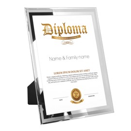 GraduatePro A4 Glass Certificate Frame Double Silver Line Document Diploma Picture Holder