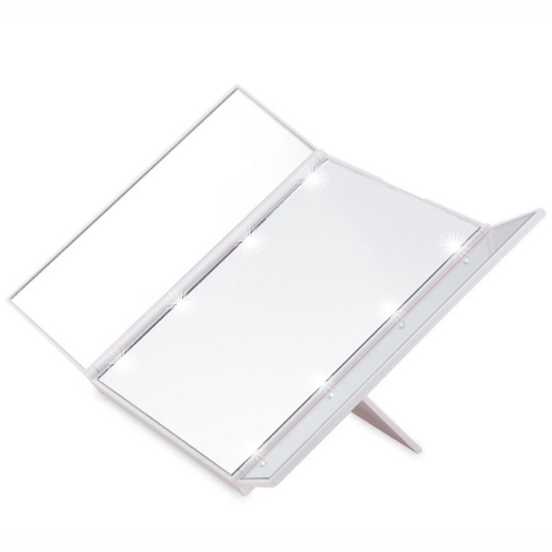 LED Trifold Makeup Mirror 360 Degree Tri Fold Led Illuminated