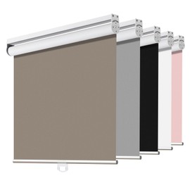 Joydeco Cordless Roller Shades Blackout Blinds for Windows Room Darkening Rolled Up Shades with Spring System, UV Protection Window Shades Door Blinds for Home and Office (58 "W x 75" H, Coffee)