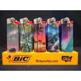 Bic 8 Bic Lighters Landscapes Forest Palms Polar Lights Cave Lake Mountains Elephant