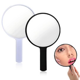 MEXRUMI 2 Espejo De Mano Con ASA, Espejo De Mano, Espejo De Mano De Maquillaje Profesional, Bricolaje Pequeño Espejo, Regalos para Mujeres, para EL Maquillaje Diario De Las Mujeres (Blanco Y )