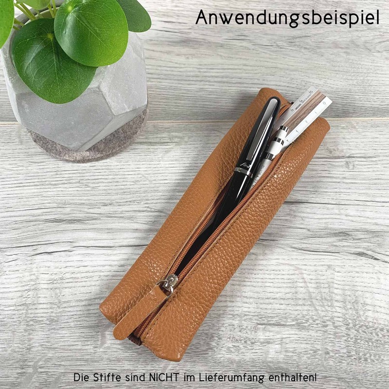 SinnWunder® Real Leather Pencil Case with Elastic Band for Ring