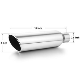 2.5" Inlet Exhaust Tip 2Pcs, A-KARCK Polished Exhaust Tailpipe Tip 2.5" Inlet 4" Outlet 18" Long Weld On Stainless Steel Protect Tailpipe