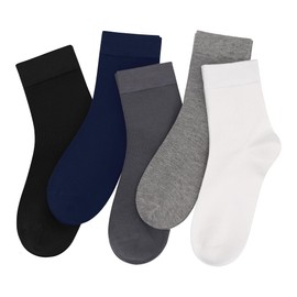 SERISIMPLE Women Thin Viscose Bamboo Socks Crew Lightweight Above Ankle Casual Dress Sock For Ladies Bootie Trouser 5 Pairs (US, Alpha, Small, Regular, Regular, Assorted6)