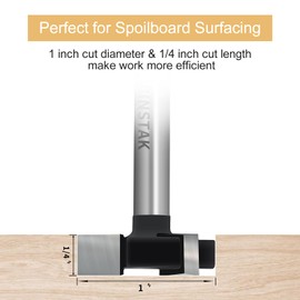 CNC Spoilboard Surfacing Router Bits, 1/4 inch Shank 1 inch Cutting Diameter, Slab Flattening Router Bit Planing Bit Wood Planing Bit Dado Planer Bit by BINSTAK (Carbide)