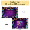Zodvery Glow Neon Birthday Thank You Notes for Boys Girls,