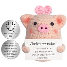 Tixlux Pocket Hug Lucky Pigs, Creative Knitting Wool, Mini Pig Doll and Small Hug Lucky Charm (Silver Ⅱ), Courage Gift, Get Well Gift, First Day of School Gift