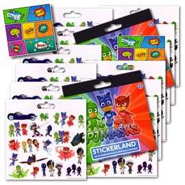 PJ Masks Stickers Party Favors - Bundle of 12 Sheets plus 2 Jumbo Specialty Comic Pop Art Reward Stickers