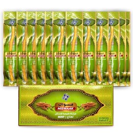 Paquete de 12 cepillos de dientes naturales Miswak – Cepillo de dientes tradicional sellado al vacío – para dientes saludables, encías y aliento fresco (sabor menta-2)
