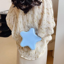 Homvik Star Shaped Cossbody Bag with Stars Cute Aesthetic Y2K Crossbody Handbag with Chain Strap for Girls Women Daily Use Large, blue