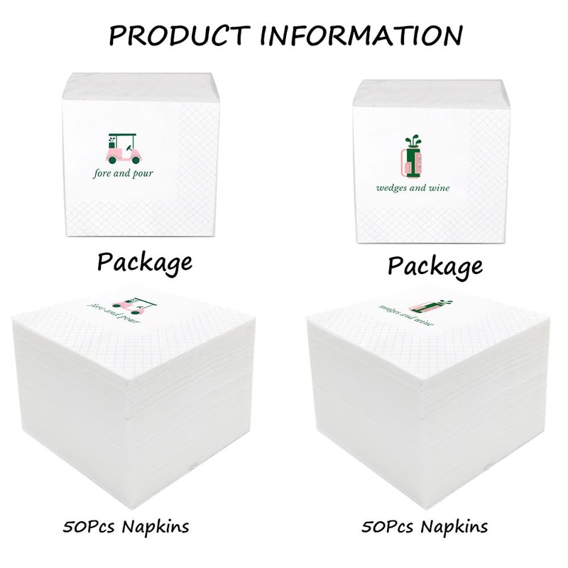 Geloar Funny Golf Cocktail Napkins (Wedges And Wine & Fore