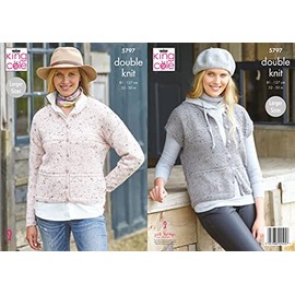 King Cole Ladies Double Knit DK Knitting Pattern Cardigan & Waistcoat (5797), Multi, 32'' - 50'' 91cm - 127cm